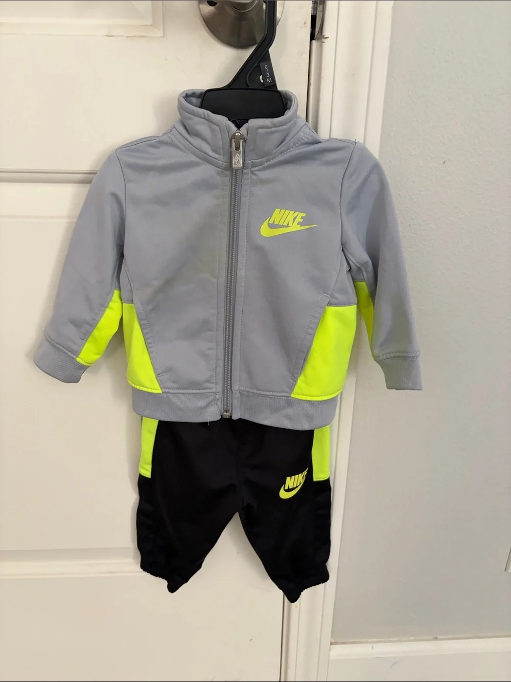 Nike Gray & Neon Yellow Baby Track Set